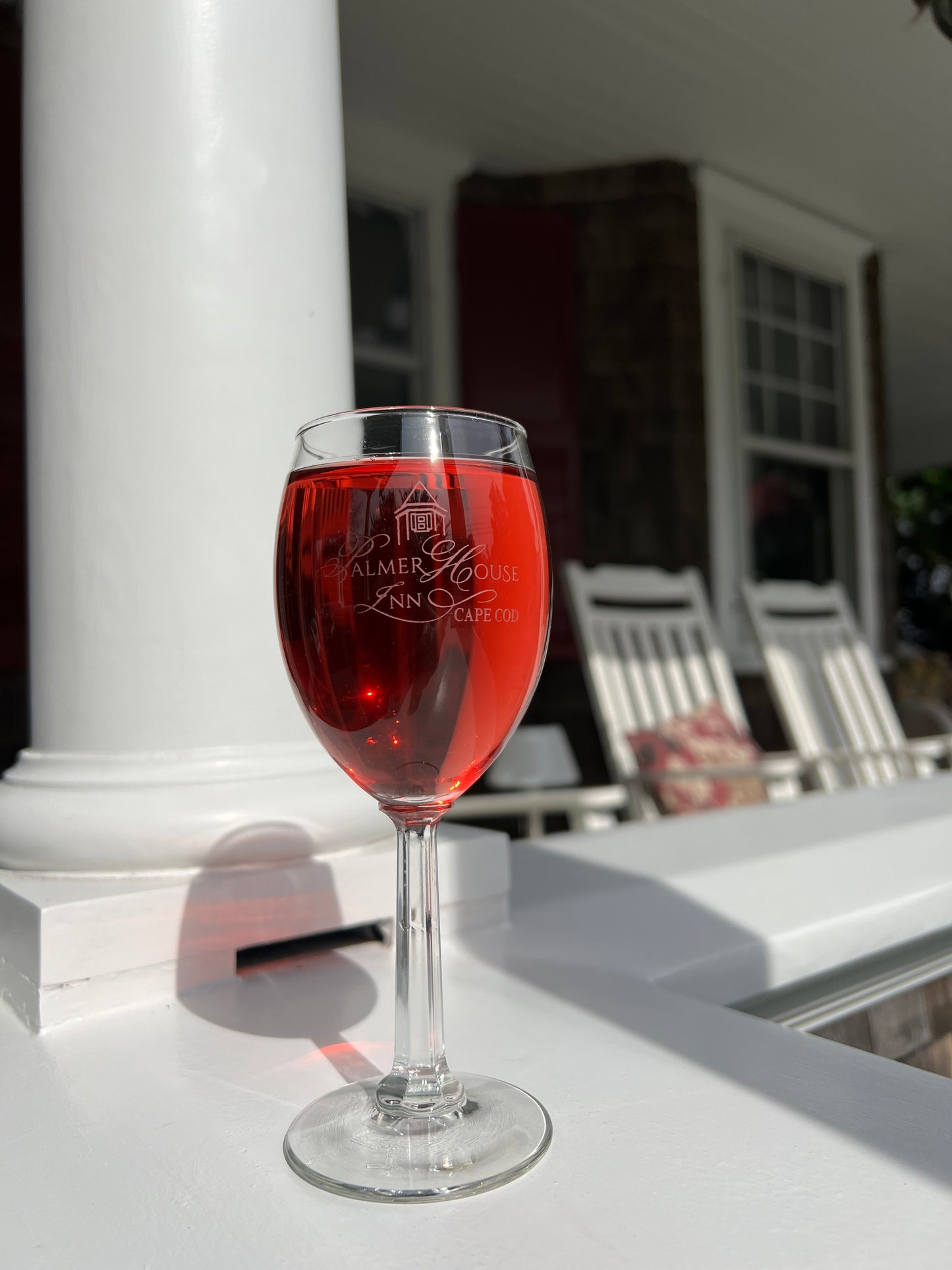 Palmer House Inn Logo Etched Wine Glass
